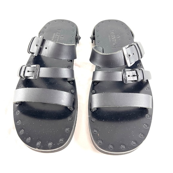VALENTINO Garavani Black Leather Women's Sandals Marked as 40 9.5-10US